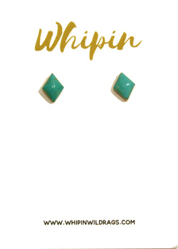 Diamond Cut Turquoise Stud Earrings